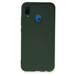 Huawei P20 Lite Kılıf Nano İçi Kadife Silikon - Koyu Yeşil