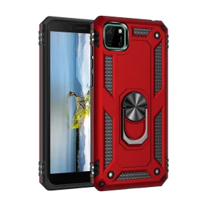 Huawei Y5p Kılıf Sofya Yüzüklü Silikon Kapak - Kırmızı