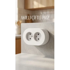 İkili Beyaz Topraklı Priz Sıva Üstü Duvar Kullanımı