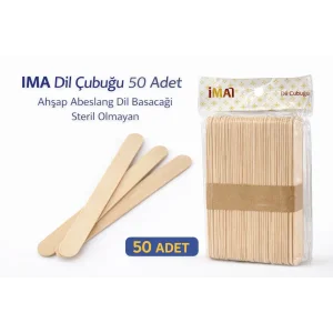 İMA Dil Çubuğu 50 Adet Ahşap Abeslang Steril Olmayan Tahta Dil Basacağı 1 Paket