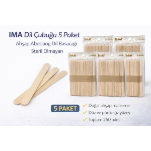 İMA Dil Çubuğu 50 Adet Ahşap Abeslang Steril Olmayan Tahta Dil Basacağı 5 Paket