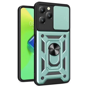 İnfinix Hot 40 Pro Kılıf Pars Lens Yüzüklü Silikon - Yeşil