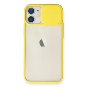 İphone 11 Kılıf Palm Buzlu Kamera Sürgülü Silikon - Sarı