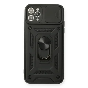 İphone 11 Pro Max Kılıf Pars Lens Yüzüklü Silikon - Siyah