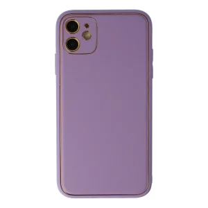 İphone 12 Kılıf Coco Deri Silikon Kapak - Lila