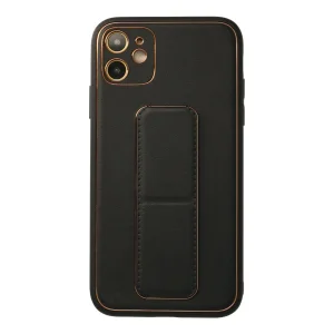 İphone 12 Kılıf Coco Deri Standlı Kapak - Siyah