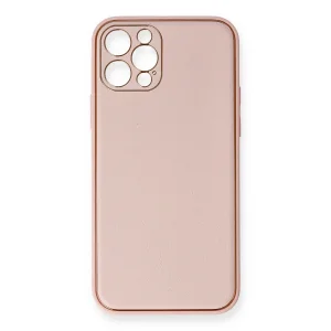 İphone 12 Pro Kılıf Coco Deri Silikon Kapak - Pembe