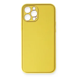 İphone 12 Pro Kılıf Coco Deri Silikon Kapak - Sarı