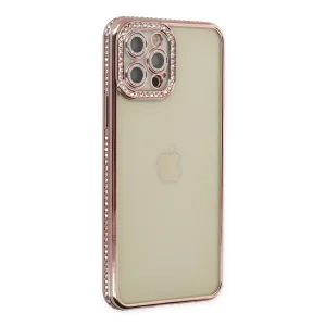 İphone 12 Pro Kılıf Joke Taşlı Silikon - Pembe
