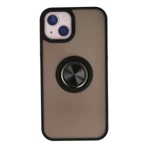 İphone 13 Kılıf Montreal Yüzüklü Silikon Kapak - Siyah