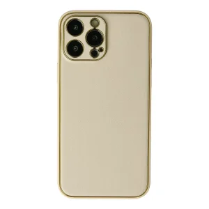 İphone 13 Pro Kılıf Coco Deri Silikon Kapak - Gold