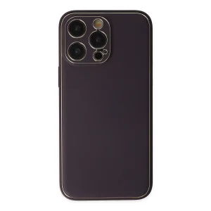 İphone 13 Pro Max Kılıf Coco Deri Silikon Kapak - Derin Mor