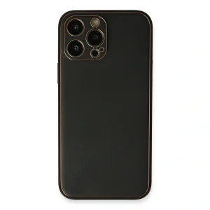 İphone 13 Pro Max Kılıf Coco Deri Silikon Kapak - Siyah