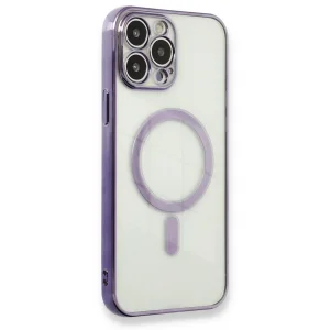 İphone 13 Pro Max Kılıf Magneticsafe Lazer Silikon - Mor