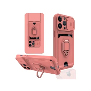 İphone 14 Pro Kılıf Zuma Kartvizitli Yüzüklü Silikon - Pembe