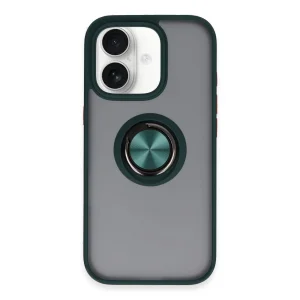 İphone 16 Kılıf Montreal Yüzüklü Silikon Kapak - Yeşil