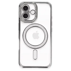 İphone 16 Plus Kılıf Joke Simli Magneticsafe Kılıf - Gri