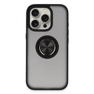 İphone 16 Pro Kılıf Montreal Yüzüklü Silikon Kapak - Siyah