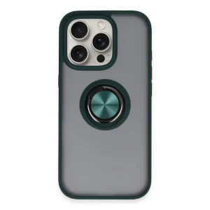 İphone 16 Pro Kılıf Montreal Yüzüklü Silikon Kapak - Yeşil