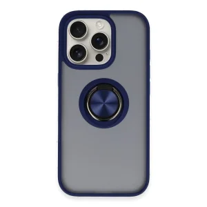 İphone 16 Pro Max Kılıf Montreal Yüzüklü Silikon Kapak - Lacivert