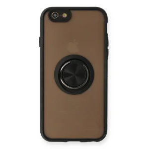 İphone 6 Kılıf Montreal Yüzüklü Silikon Kapak - Siyah
