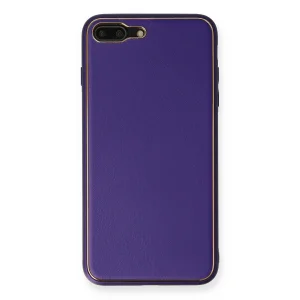 İphone 7 Plus Kılıf Coco Deri Silikon Kapak - Mor