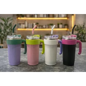 Isı Muhafazalı Kulplu Ve Pipetli Çelik Termos Kupa Alk4632