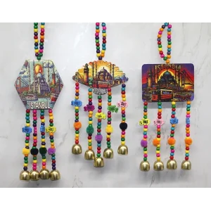 İstanbul Temalı Renkli Boncuklu Asmalı Rüzgar Çanı