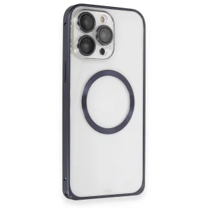 Joko İphone 15 Pro Max Kılıf Metal Bumper Magneticsafe Kapak - Lacivert