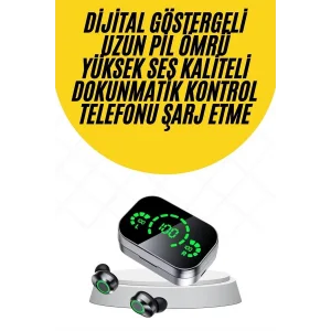 Kablosuz Bluetooth Kulaklık Çift Telefon Destekli Powerbankli Dijital Göstergeli