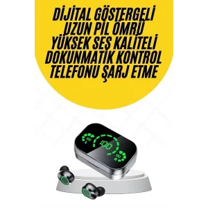 Kablosuz Bluetooth Kulaklık Çift Telefon Destekli Powerbankli Dijital Göstergeli