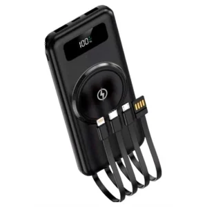 Kablosuz Çoklu Şarj Girişli 10.000 Mah Kablolu Powerbank Taşınabilir