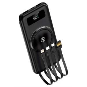 Kablosuz Çoklu Şarj Girişli 10.000 Mah Kablolu Powerbank Taşınabilir