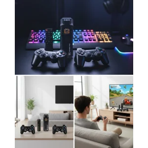 Kablosuz Gamepad Denetleyici Çift Sistem Retro Oyun Konsolu HDMI Uyumlu HD Çıkışlı