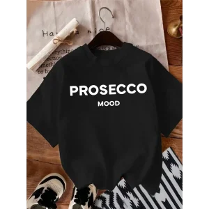 Kadın Kısa Kol Yazlık Tişört Bisiklet Yaka Baskılı Oversize T-Shirt - Siyah