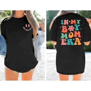 Kadın Baskılı T-Shirt Kısa Kol Bisiklet Yaka Oversize Rahat Kalıp Tişört - Siyah