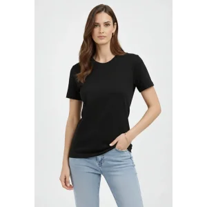 Kadın Bisiklet Yaka Yazlık Kısa kol Düz Tişört Regular Kalıp T-shirt - Siyah