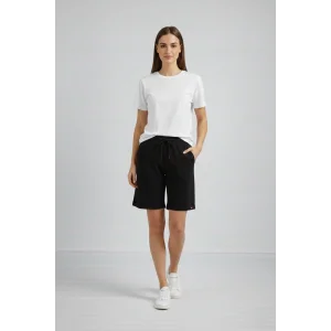 Kadın Dokuma otoban Şort Beli Lastikli Bağcıklı, Cepli, Rahat Kesim Günlük Yazlık Şort - Siyah
