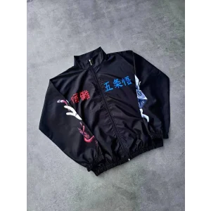 Kadın Fermuarlı Dijital Baskılı Rüzgarlık - Siyah