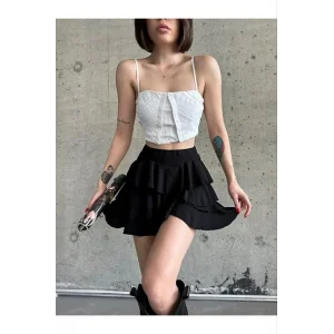 Kadın Mykonos Mini Etek - Siyah