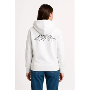 Kadın 3 İplik Pamuklu Kapüşonlu Hoodie Sweatshirt Nihilist Penguen Baskılı - Beyaz