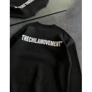 Kadın 3 iplik Kışlık pamuklu Bisiklet Yaka Oversize Baskılı SweatShirt - Siyah