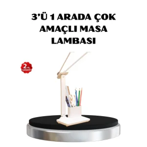 Kalemlik ve Telefon Standlı Masa Lambası – Kısılabilir LED Işık, Göz Dostu Tasarım