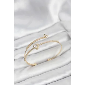 Kalp Model Pirinç Gold Renk Kadın Bileklik