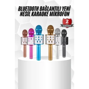 Karaoke Mikrofon Bluetooth Bağlantılı Aux Girişli Uzun Pil Ömrü Yüksek Ses Kaliteli