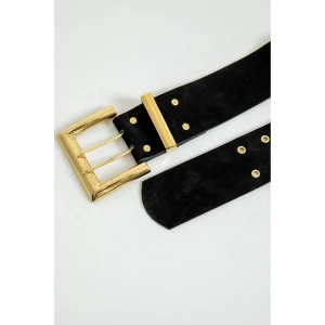 Kare Toka Çift Dilli Kadın Kemer-Siyah