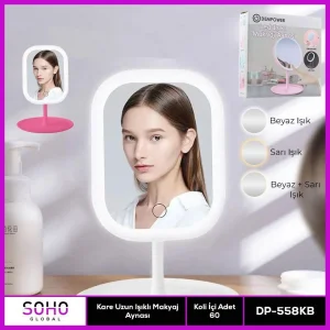 Kare Uzun Işıklı Makyaj Aynası