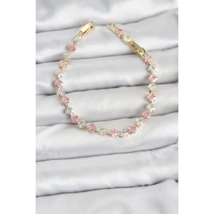 Kare Zirkon Taşlı Gold Renk Kadın Bileklik