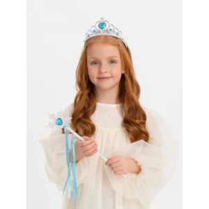 Mavi Kalp Tacı ve Kar Temalı Asa Seti