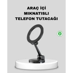 Katlanır Manyetik Araç İçi Telefon Tutucu – 360° Dönebilen, MagSafe Uyumlu, Güçlü Mıknatıslı Tasarım